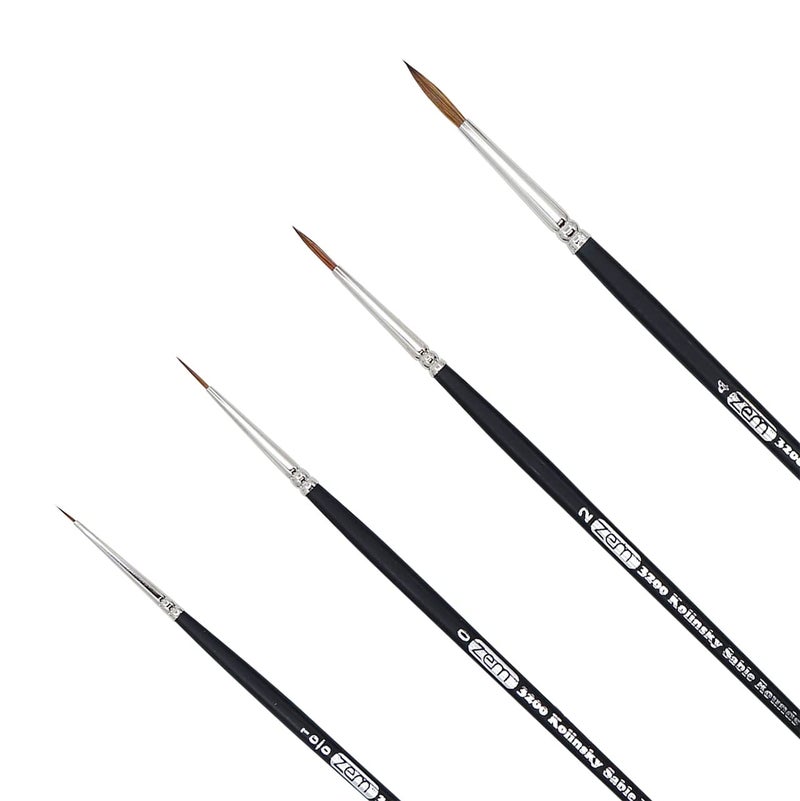 ZEM Brush Kolinsky Pure Sable Artist Brush Set Detail Sizes 10/0,0,2,4 - Image 2