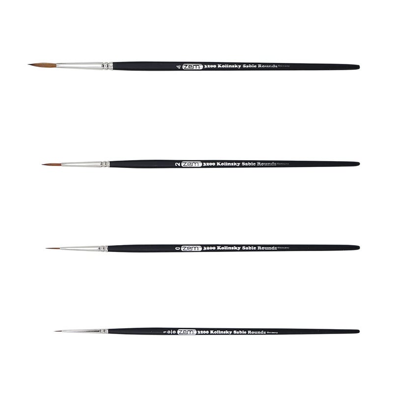 ZEM Brush Kolinsky Pure Sable Artist Brush Set Detail Sizes 10/0,0,2,4 - Image 3