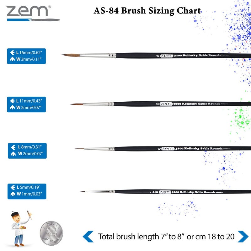 ZEM Brush Kolinsky Pure Sable Artist Brush Set Detail Sizes 10/0,0,2,4 - Image 4