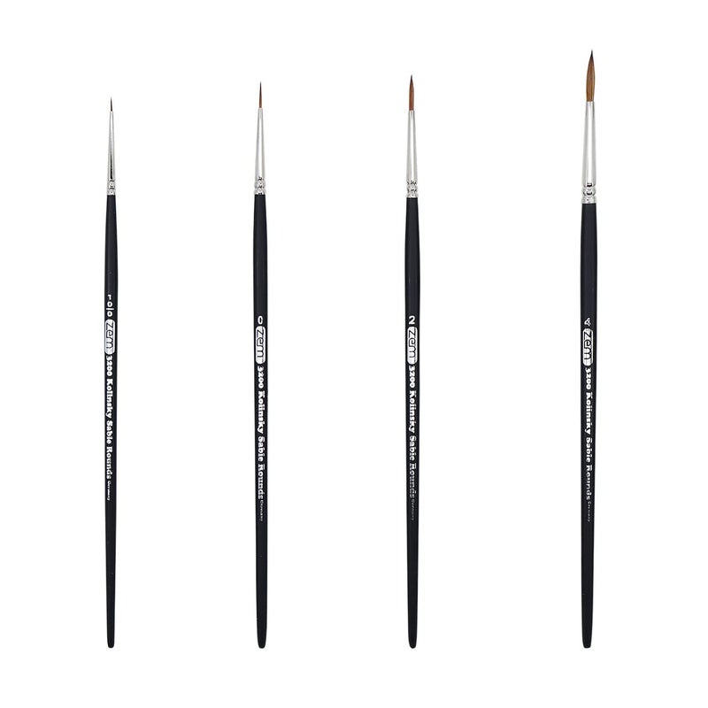 ZEM Brush Kolinsky Pure Sable Artist Brush Set Detail Sizes 10/0,0,2,4 - Image 1