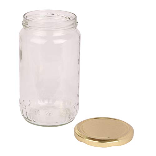 Pure Source India Glass Jar Container, Spice Jar, 500 Gm, With Golden Color Airtight Cap, 12 Pieces. - Image 2