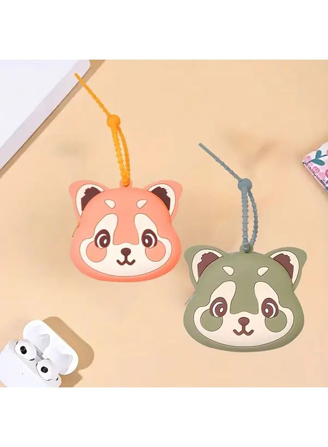 Novelty Gray Fox Silicone Coin Purse With Earphone Storage And Keychain Cards Holder Soft Material Zipper Closure - Image 2