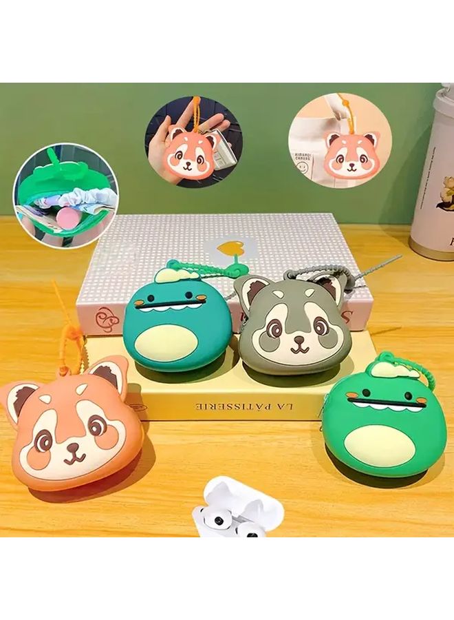 Novelty Gray Fox Silicone Coin Purse With Earphone Storage And Keychain Cards Holder Soft Material Zipper Closure - Image 1