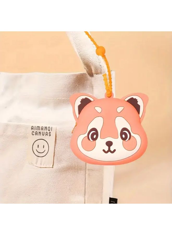 Novelty Gray Fox Silicone Coin Purse With Earphone Storage And Keychain Cards Holder Soft Material Zipper Closure - Image 4
