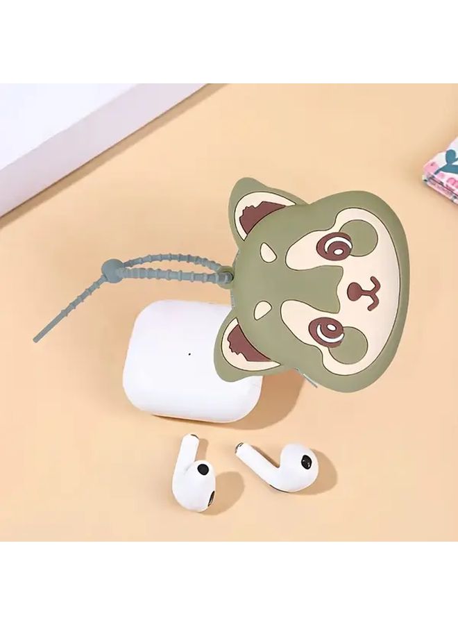 Novelty Gray Fox Silicone Coin Purse With Earphone Storage And Keychain Cards Holder Soft Material Zipper Closure - Image 3