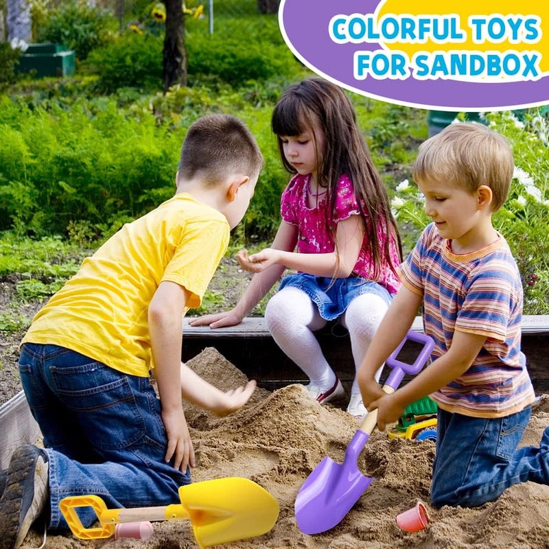 Dilabnba 16" Kids Beach Shovels with Sturdy Wooden Handle, Heavy Duty Plastic Sand Spade for Travel, Jumbo Garden Tools Kit for Digging Shoveling, Sandbox Toys Set for Toddler(2PCS) - Image 3