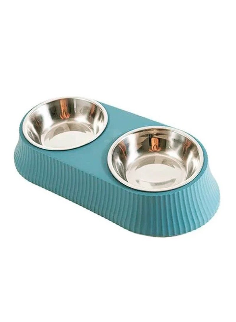 وعاء مزدوج من الفولاذ المقاوم للصدأ قابل للفصل، جهاز تغذية الحيوانات الأليفة للقطط والكلاب الصغيرة - Image 1