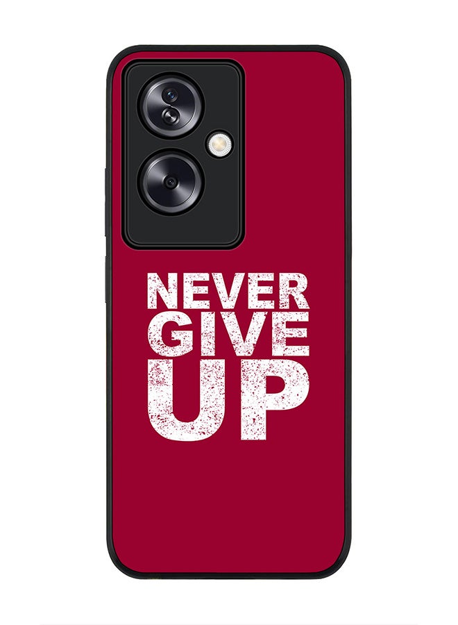 Stylizedd Rugged Black Edge Case for Oppo A79 5G, Slim fit Soft Case Flexible Rubber Edges Anti Drop TPU Gel Thin Cover - Never ever give up - Image 1