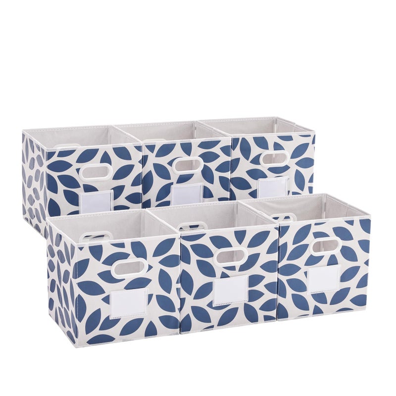 MAX Houser 6 Pack Foldable Fabric Storage Bins with Handles  Ideal for Closet Organization Bedroom and NurseryBlue 12x12x12 - Image 1