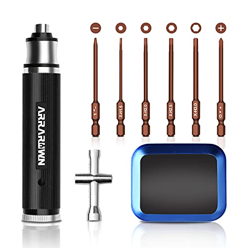 ARRAROWN 9Pcs RC Car Tool Kit 6 in 1 Hex Screwdriver Set with Tray,Cross Wrench Hobby Repair Tool Kit Compatible with Most of RC Cars Truck Buggy Truggy Racing - Image 1