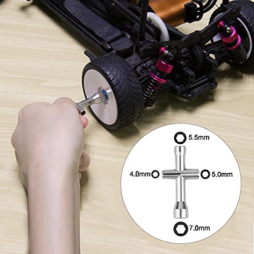 ARRAROWN 9Pcs RC Car Tool Kit 6 in 1 Hex Screwdriver Set with Tray,Cross Wrench Hobby Repair Tool Kit Compatible with Most of RC Cars Truck Buggy Truggy Racing - Image 5