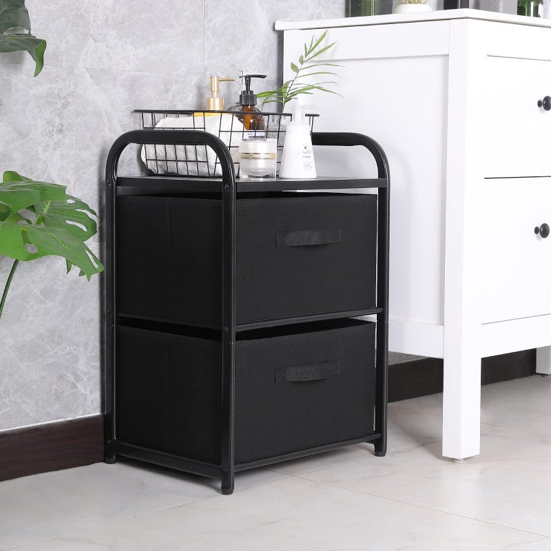 MAX Houser Dresser for Bedroom with 2 Drawers, Wide Chest of Drawers, Fabric Dresser, Storage Organizer Unit with Fabric Bins for Closet, Living Room, Hallway, Nursery,Black - Image 4