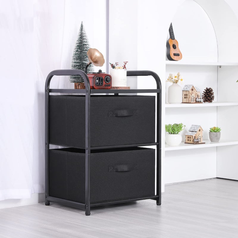 MAX Houser Dresser for Bedroom with 2 Drawers, Wide Chest of Drawers, Fabric Dresser, Storage Organizer Unit with Fabric Bins for Closet, Living Room, Hallway, Nursery,Black - Image 5