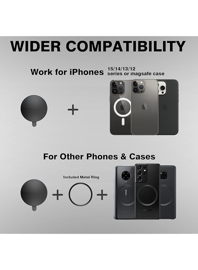 كاست ويف حامل هاتف مغناطيسي بقاعدة شفط، حامل هاتف لاصق 20 مم، حامل لاصق من السيليكون مع حلقة معدنية، بدون استخدام اليدين للمكياج، الاستحمام، تيك توك، فيديو سيلفي، أسود - Image 4