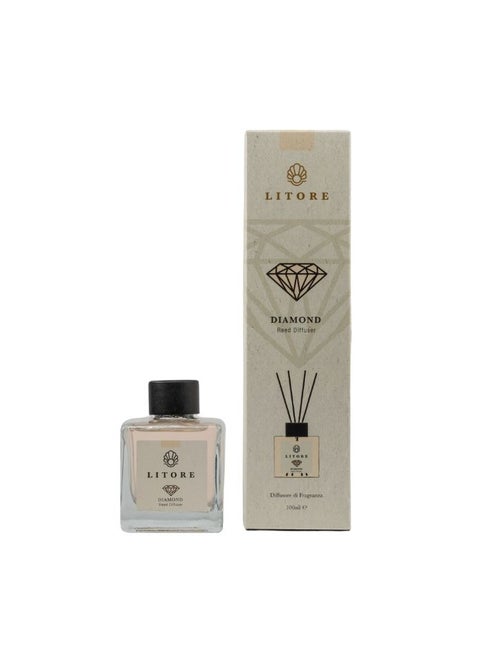 Litore Diamond Reed Diffuser, Best Diffuser Aromatherapy Perfume, Home Fragrance, Oil Diffuser & Reed Diffuser Sticks - Perfect for Home & Office - 100 ml
