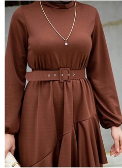 Generic Beautiful elegant Middle Eastern inspired abaya dress with pleated hem and elegant belt - perfect for working Muslim women and various occasions  - Image 3
