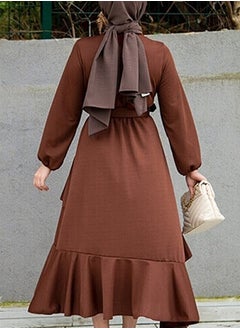 Generic Beautiful elegant Middle Eastern inspired abaya dress with pleated hem and elegant belt - perfect for working Muslim women and various occasions  - Image 4