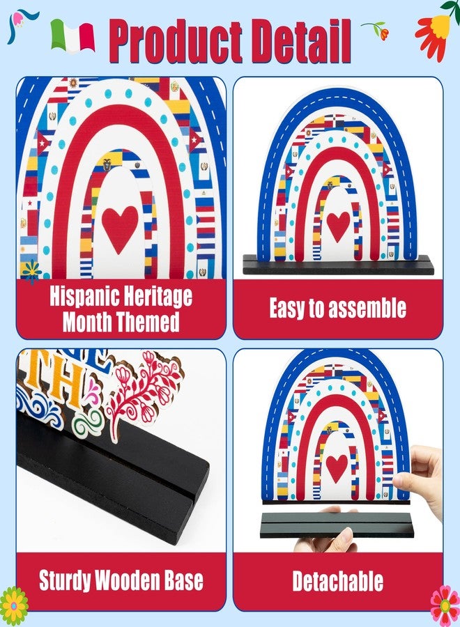 Haooryx Hispanic Heritage Month Centerpieces - 5Pcs Latin American Celebrate Hispanic Heritage Month Wooden Centerpieces Decorations Table Topper Sign Decor Party Favor Decoration Supplies Photo Props - Image 3