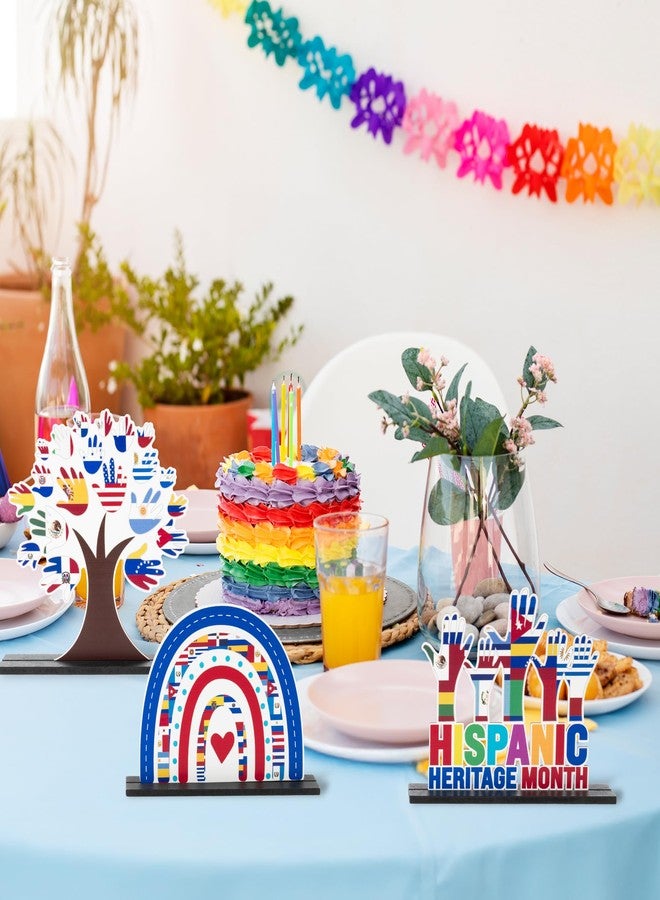 Haooryx Hispanic Heritage Month Centerpieces - 5Pcs Latin American Celebrate Hispanic Heritage Month Wooden Centerpieces Decorations Table Topper Sign Decor Party Favor Decoration Supplies Photo Props - Image 4