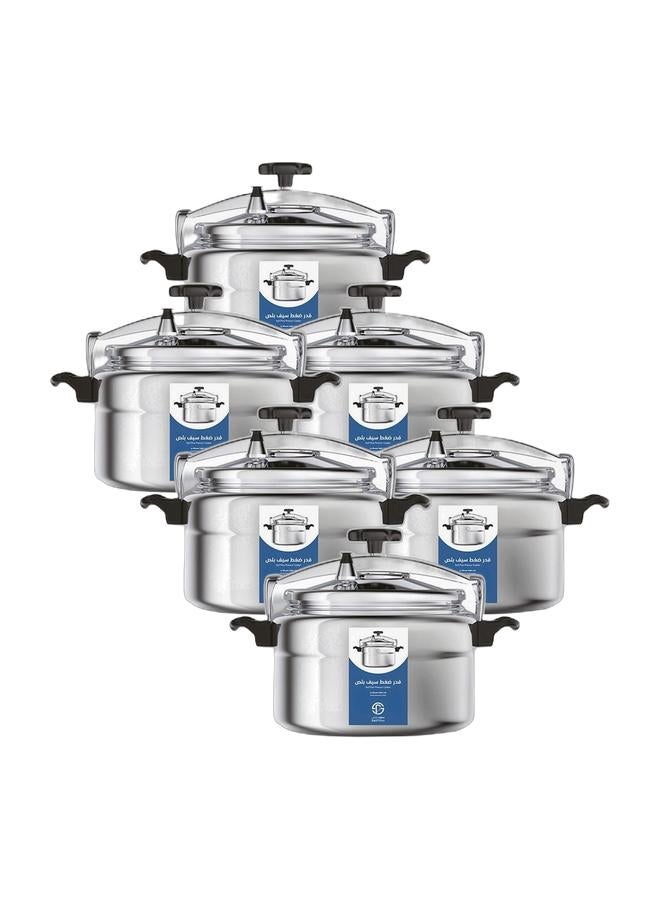 Saif Plus 6 Pack of Saif Plus Aluminium Pressure Cooker Silver 5 Liters - Image 1