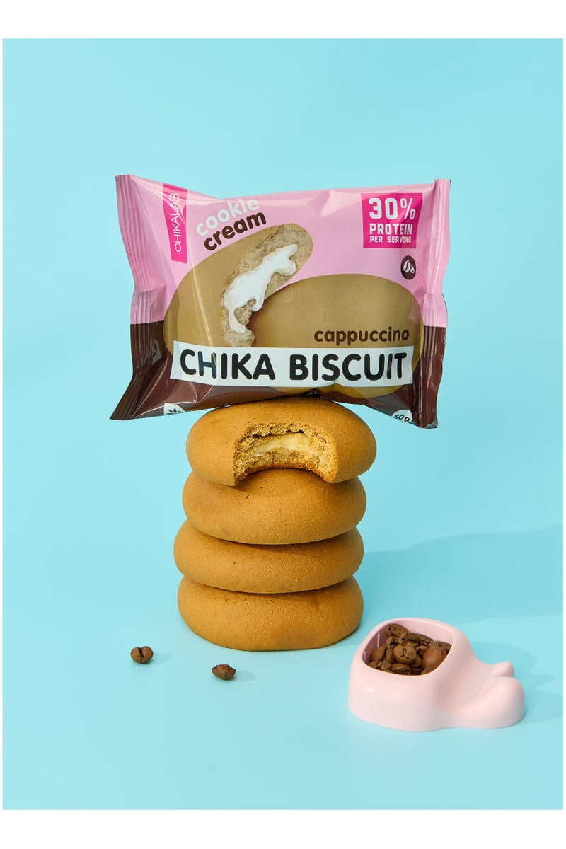 Chikalab Chika Biscuit Protein Cookie Cream Filling Cappuccino Flavor High Fiber and No Sugar Added 9x50g - Image 4