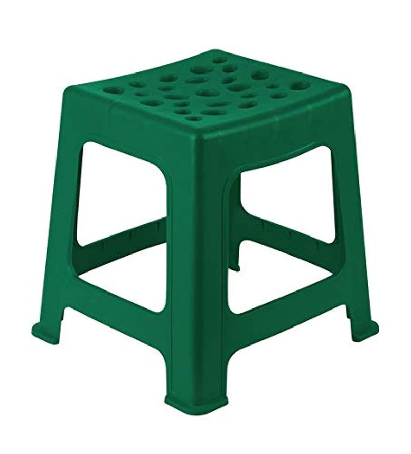 Mintra Plastic Short Stool Chair, Dark Green