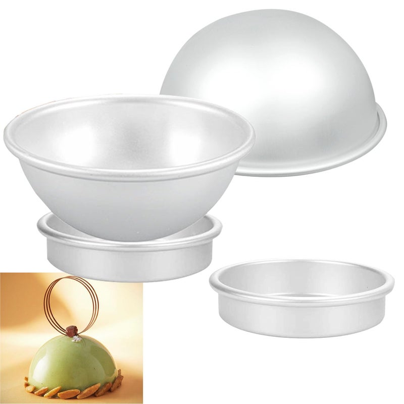 Qicfrk 2 Pcs Cake Sphere Pan, 6.5 Inche Half Ball Cake Pan, 3D Sports Ball Cake Pan Anodized Aluminum Hemisphere Pan for Birthday Create Any Ball Shaped Cake DIY - Image 1