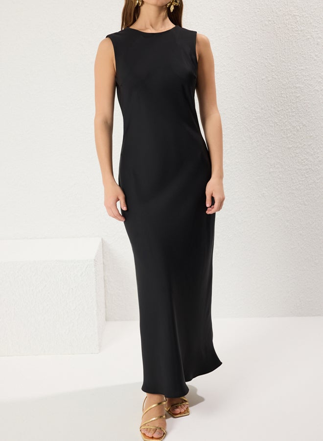 trendyol Black Plain Maxi Woven Dress - Image 3