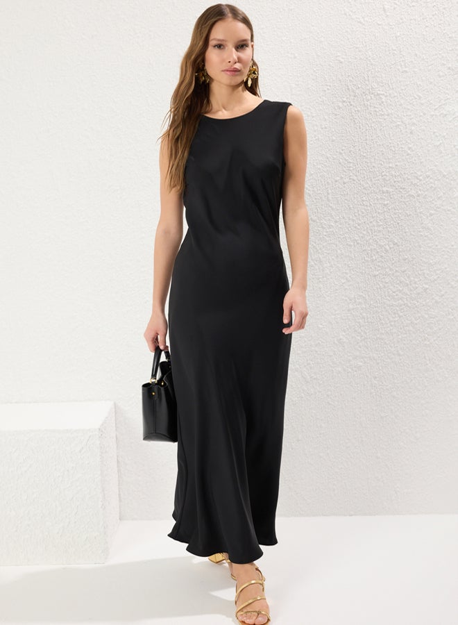 trendyol Black Plain Maxi Woven Dress - Image 1