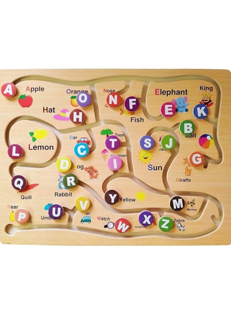 2 in1 Wooden Montessori English and Arabic Alphabet Game Toy set For Kid - Image 2