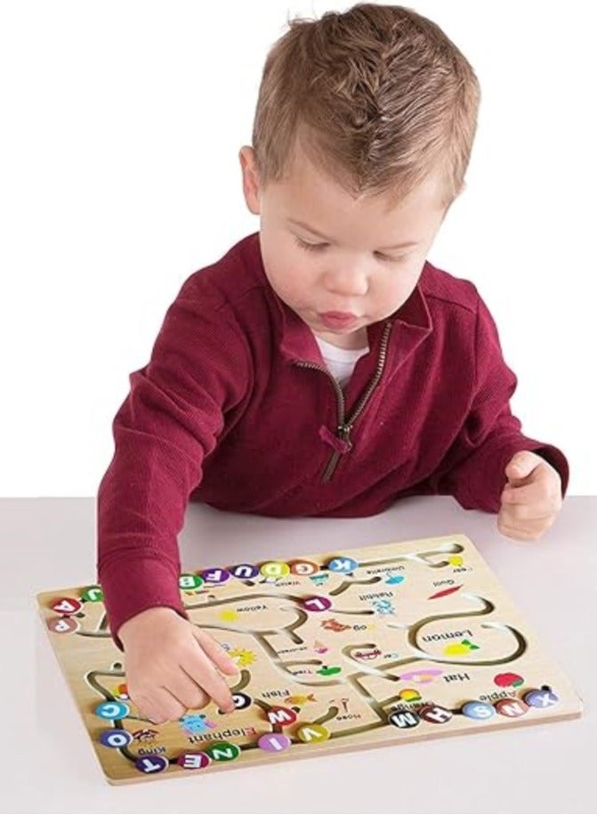 2 in1 Wooden Montessori English and Arabic Alphabet Game Toy set For Kid - Image 4