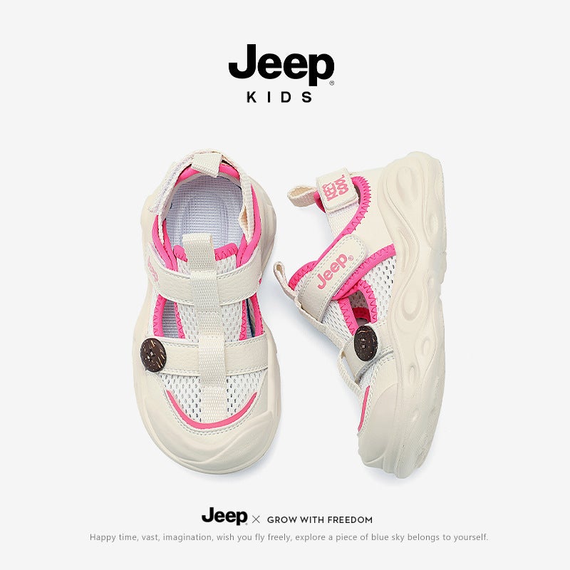 Jeep Children'S Shoes 2025 Summer Breathable Lightweight Sweat Absorbing Hollow Out Children'S Shoes Boys Sports Girls Semi Sandals Sneakers - Image 3