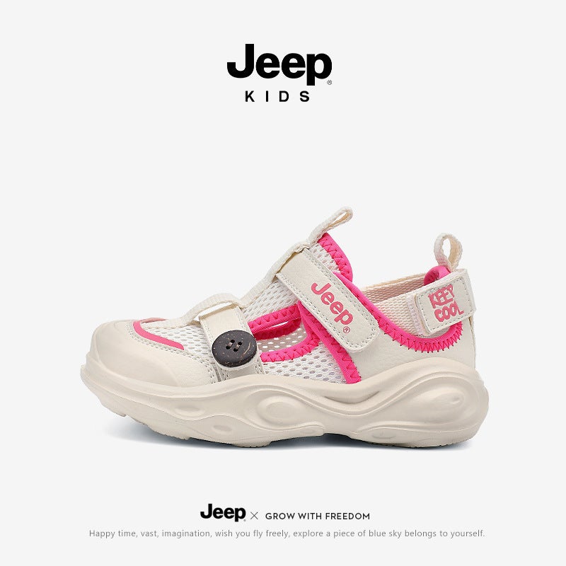 Jeep Children'S Shoes 2025 Summer Breathable Lightweight Sweat Absorbing Hollow Out Children'S Shoes Boys Sports Girls Semi Sandals Sneakers - Image 2
