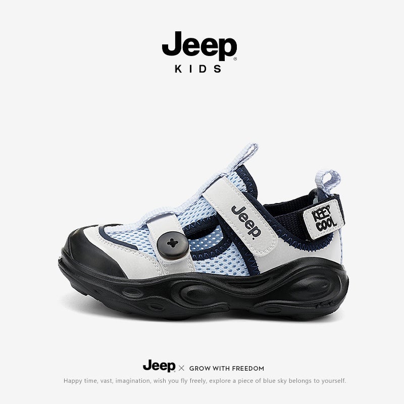 Jeep Children'S Shoes 2025 Summer Breathable Lightweight Sweat Absorbing Hollow Out Children'S Shoes Boys Sports Girls Semi Sandals Sneakers - Image 1