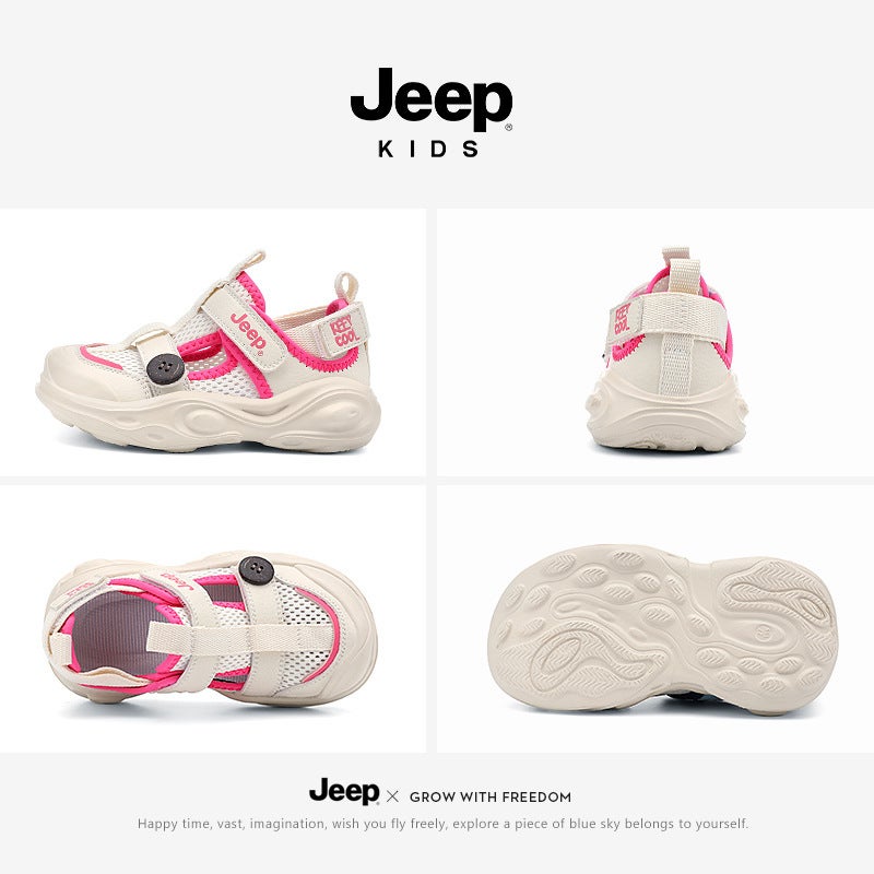 Jeep Children'S Shoes 2025 Summer Breathable Lightweight Sweat Absorbing Hollow Out Children'S Shoes Boys Sports Girls Semi Sandals Sneakers - Image 4