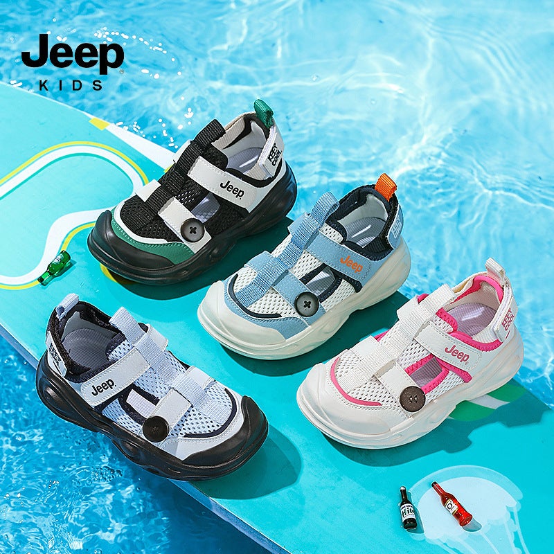 Jeep Children'S Shoes 2025 Summer Breathable Lightweight Sweat Absorbing Hollow Out Children'S Shoes Boys Sports Girls Semi Sandals Sneakers - Image 5