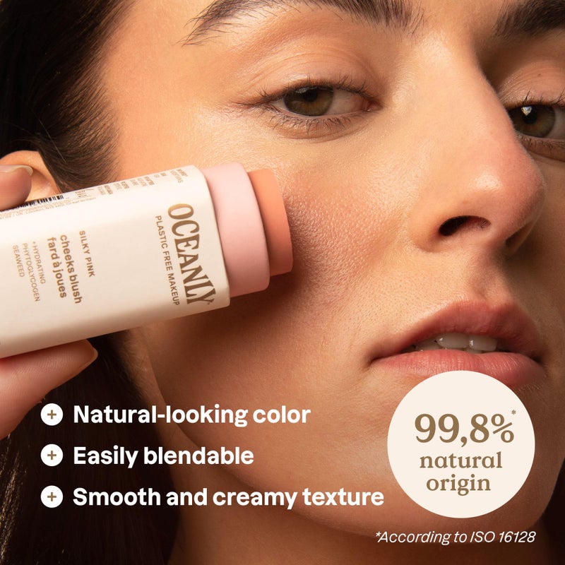 ATTITUDE Oceanly Plastic-Free Lightweight Blush Stick, Titanium Dioxide-Free, EWG Verified, Vegan & Cruelty-free Makeup, Silky Pink, 0.3 Ounces - Image 2
