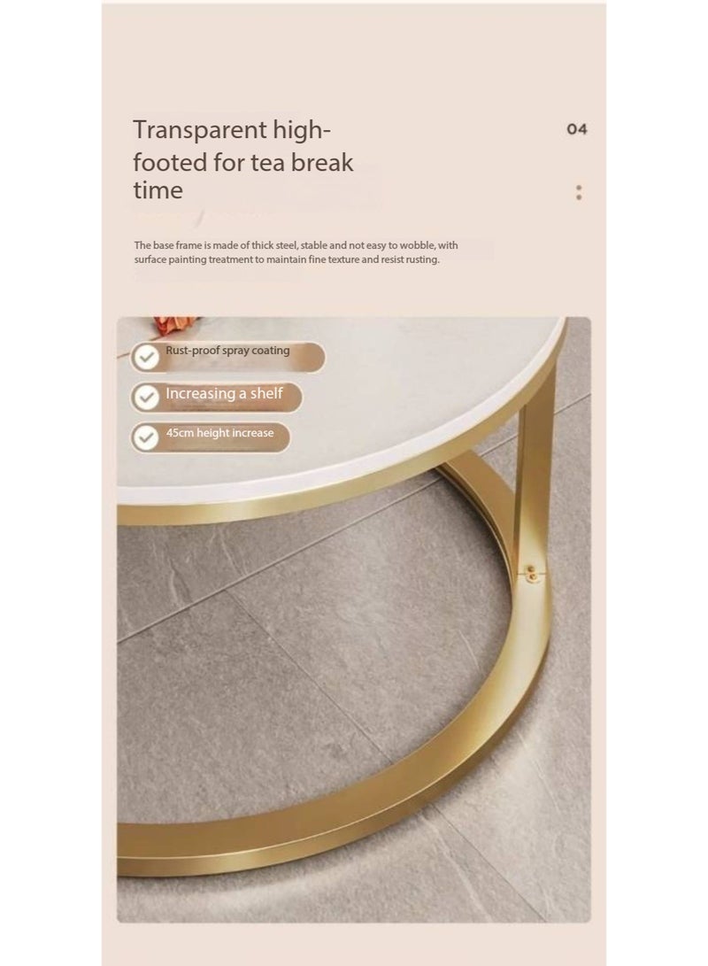 Round Nesting Coffee Tables Set of 2, Modern Living Room Coffee Table / Tea Table with Sturdy Metal Frame and Wood Look Tabletop, Space-Saving Sofa Side Table / End Table for Small Space, Apartment, Bedroom, Home Office, Dorm, Easy Assembly（CJ022） - Image 4