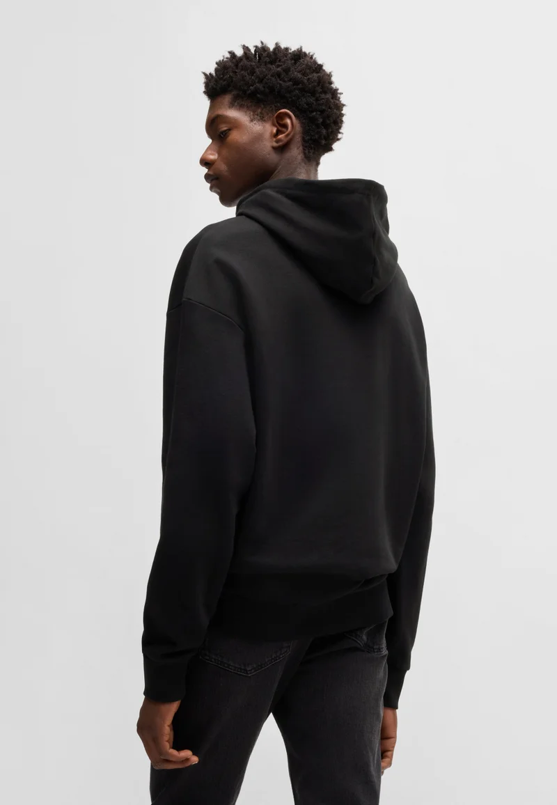 هوجو Cotton-terry hoodie with blue logo label