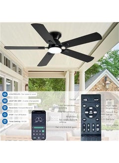 Arabest 52 Inch Black Low Profile Ceiling Fan with Remote Control, App, Double-Sided Fan Blades, 3CCT Dimmable LED, Quiet Operation - Perfect for Bedroom, Patio - Flush Mount Fan with Lights  - Image 5