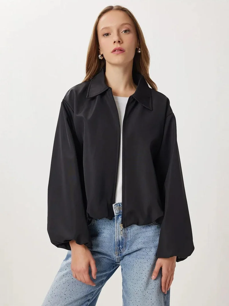 إسطنبول الساحرة ISTANBUL Gabardine Bomber Jacket with Zipper