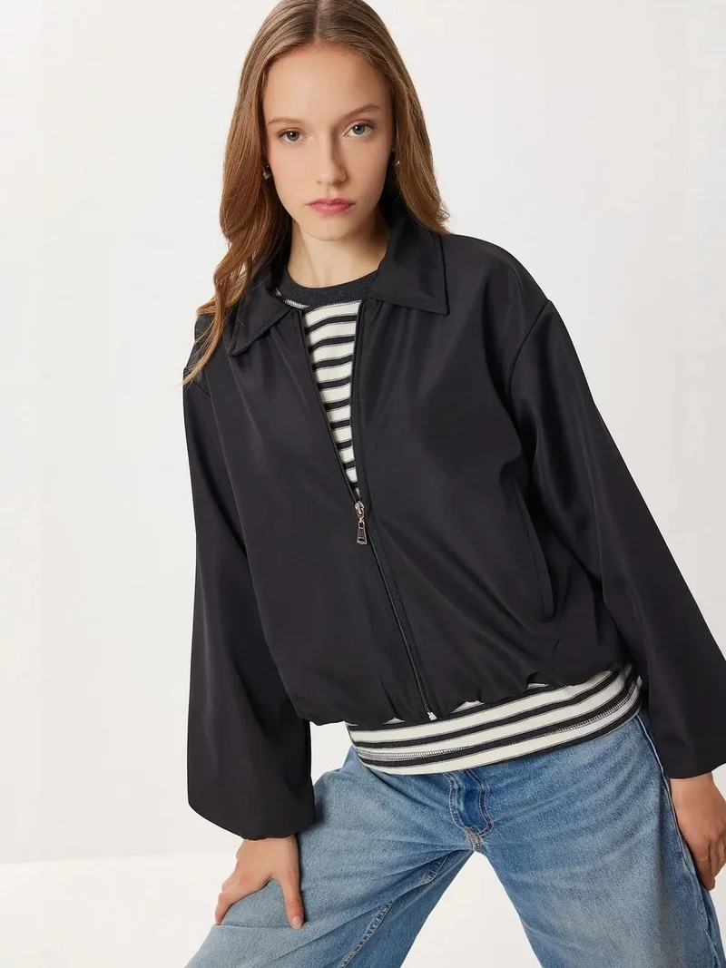 إسطنبول الساحرة ISTANBUL Gabardine Bomber Jacket with Zipper