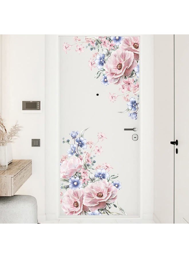 Runtoo Pink Flower Wall Art Decals Peony Floral Wall Stickers for Living Room Girls Bedroom Nursery Wall Decor - Image 3