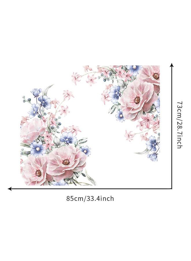 Runtoo Pink Flower Wall Art Decals Peony Floral Wall Stickers for Living Room Girls Bedroom Nursery Wall Decor - Image 4
