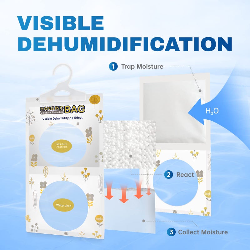Vacplus Moisture Absorbers, Hanging Closet Dehumidifier Bags, Humidity Packs, Desiccant, Closet Dehumidifiers with Fragrance Free, 10 Pack, 9.8 OZ - Image 5