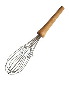 Happy Home Stainless steel egg beater with wooden handle and wave design for beating eggs, milk, butter and cream 25Cm  - Image 3