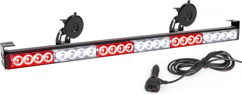 FEELOTAM TeddyTT Red White LED Emergency Firefighter Lights Directional Hazard Warning Strobe Light Bar 27 Inch - Image 1