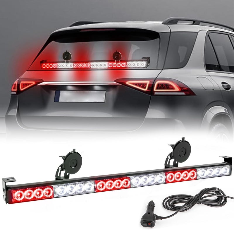 FEELOTAM TeddyTT Red White LED Emergency Firefighter Lights Directional Hazard Warning Strobe Light Bar 27 Inch - Image 2