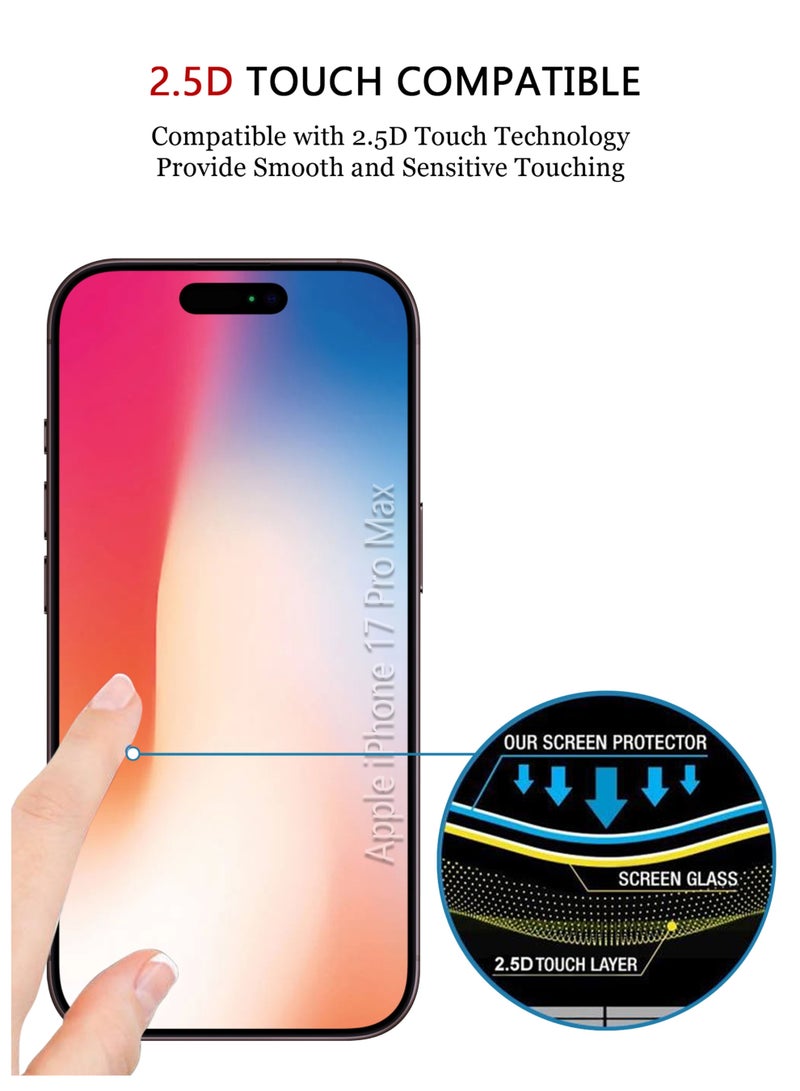 Apple iPhone 17 Pro Max  Screen Protector | Tempered Glass Compatible with Apple iPhone 17 Pro Max| Screen Protector Full HD Quality Tempered Glass Anti-Scratch Edge to Edge Coverage with Easy Installation Kit - Black - Image 5
