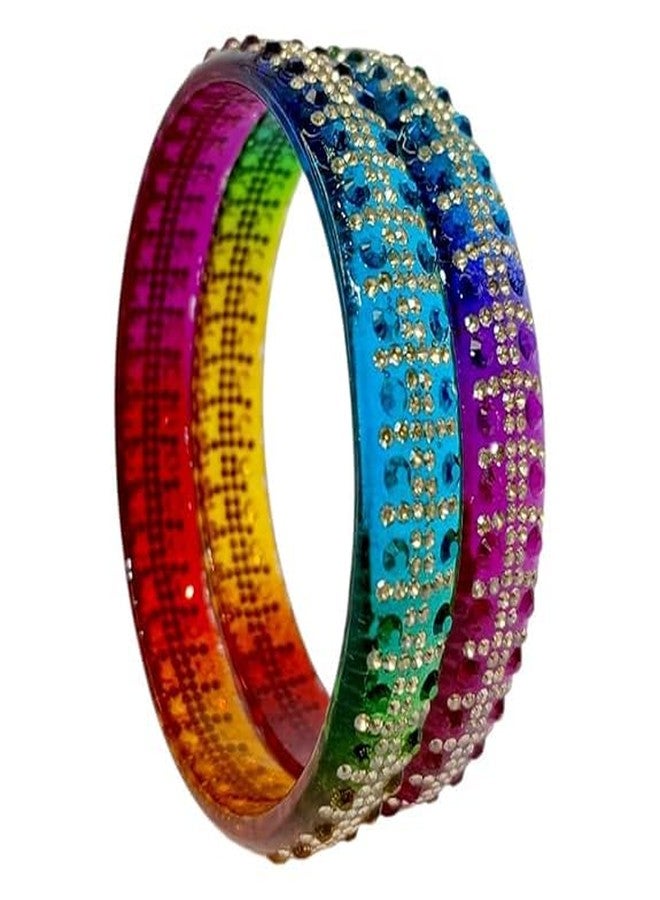 BANGLESKART Glass Bangles Kada Set for Women & Girls kanagn Pack of (4 Pcs) colour - (D.MULTI, 2.6) - Image 3